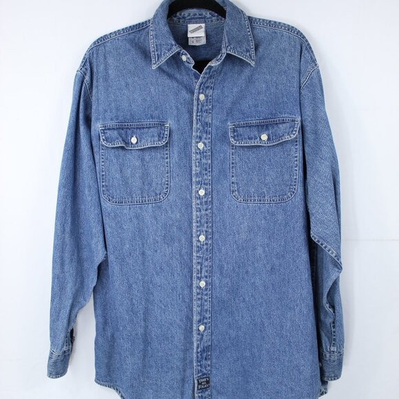 WARNER BROS STUDIO STORE LOONEY TUNES EMBROIDERED BUTTON DOWN DENIM SHIRT SIZE M - Picture 2 of 7